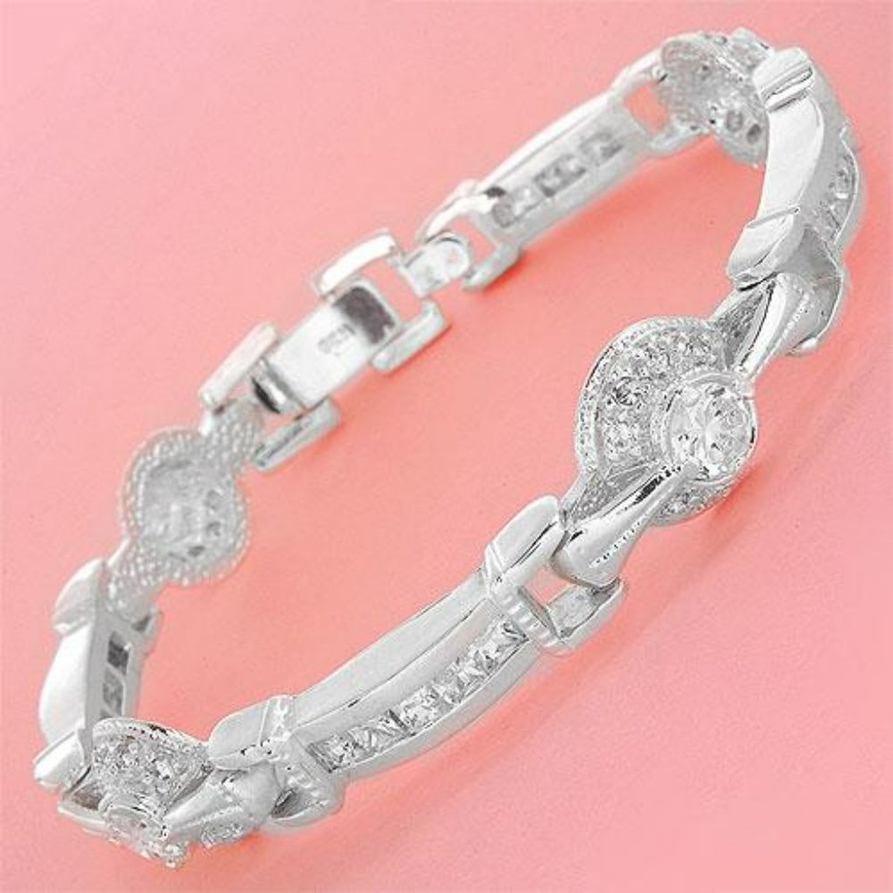 🆕️ Solid 925 Sterling silver Bracelet with 18.11ctw CZ!!